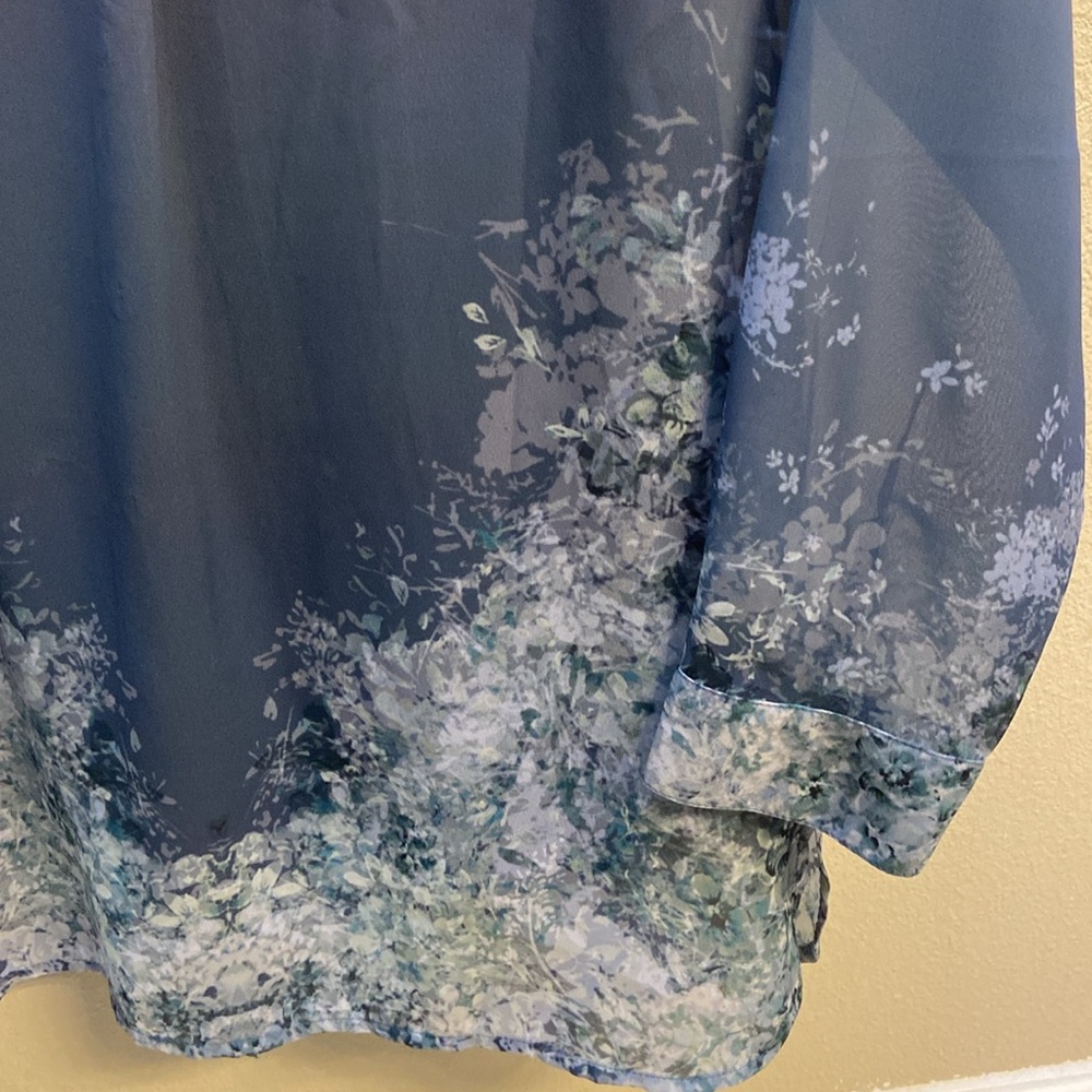Soft Surroundings Cybele Tunic Periwinkle Floral Pintuck Pleats Blouse w/ Cami - Picture 13 of 16